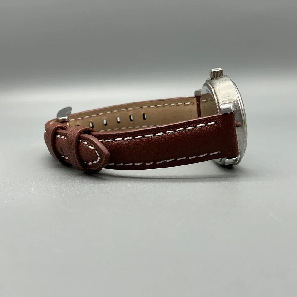 Fossil ES-2108 Womens Watch 32mm Classic White Dial Brown Leather New Battery